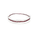 Red Garnet Faceted Round Elastic Bracelet Size 2mm 7.5" Length