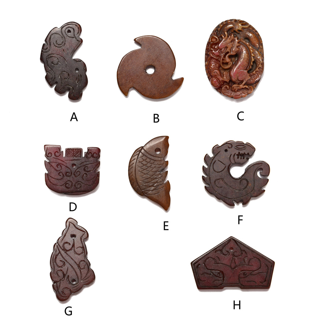 Brown Jade Hand Carved Pendant Eight Styles Sold Per Piece – CRC Beads