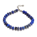 Lapis Lazuli Rondelle Wheel Beaded Bracelet Silver Plated Clasp 5x7mm 7.5"Length