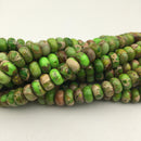 green sea sediment jasper smooth rondelle beads