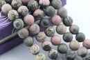 large hole rhodonite matte round beads