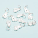 925 Sterling Silver Number Zero to Nine Pendant Charm Size 8x10mm 6 Pcs Per Bag