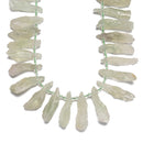 Light Green Quartz Top Drill Rough Points Beads Size 15x50mm 15.5'' Strand