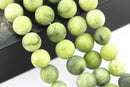 natural green jade matte round beads 