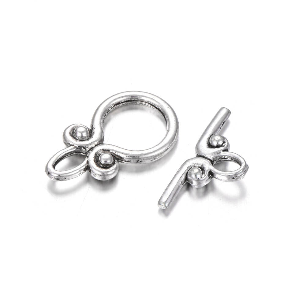 Alloy Silver Charm Clasp Round Size 10mm 24 Clasps Per Bag