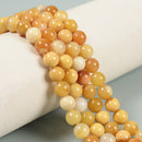 Natural Yellow Jade Smooth Round Beads Size 6mm 8mm 10mm 15.5'' Strand
