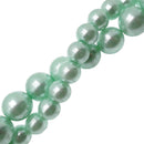 teal green glass pearl smooth round beads