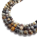 dendritic brown opal smooth round beads