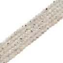 White Moonstone Black Specks Faceted Round Beads 2mm 3mm 4mm 5mm 15.5" Strand