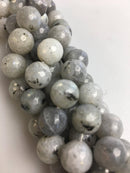 white labradorite faceted round beads