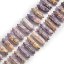 Chinese Charoite Graduated Top Drill Faceted Points Beads 35-42mm 15.5" Strand