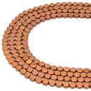 Copper Plated Hematite Smooth Flat Coin Beads 6mm 8mm 15" Strand