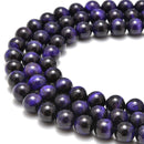 Dark Purple Tiger's Eye Smooth Round Beads 6mm 8mm 10mm 15.5" Strand
