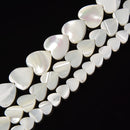 Iridescent White Mother of Pearl MOP Shell Heart Beads 6mm to 12mm 15.5'' Strand