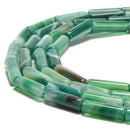 Green Stripe Agate Cylinder Tube Beads Size 4x13mm 15.5'' Strand