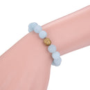 aqua dyed quartz bracelet gold hematite buddha matte round