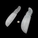 Natural Selenite Crystal Carved Om Symbol Knife Clearing Energy Sword 2x9"Inches