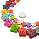 Multi Color Howlite Turquoise Flat Star Face Beads 12mm 20mm 15.5" Strand