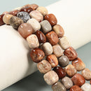 Multi Color Fossil Coral Rectangle Cuboid Shape Beads 8x10-8x12mm 15.5'' Strand