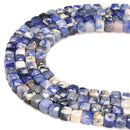 Natural Sodalite Faceted Cube Beads Size 4-5mm 6-7mm 15.5" Strand