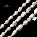 White Coated Fresh Water Pearl Baroque Fireball Beads Approx 16x20mm 15.5" Strand