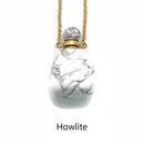 Natural Stone Essential Oil Necklace Perfume Smooth Bottle & Gold Chain 17x33mm