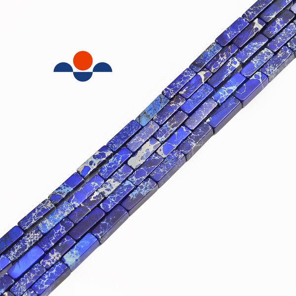 dark blue sea sediment jasper rectangle tube beads 