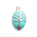 green howlite turquoise tree pendant copper wire wrap oval