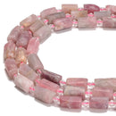 Natural Madagascar Rose Quartz Matte Cylinder Beads Size 10x14mm 15.5'' Strand
