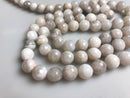 white agate faceted round beads