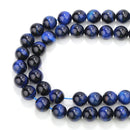 2.0mm Large Hole Blue Tiger's Eye Smooth Round Beads 6mm 8mm 10mm 15.5" Strand