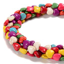 Multi-color Howlite Turquoise Heart Beads Size 8mm 10mm 15.5'' Strand