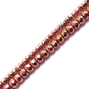 copper plated hematite faceted smooth rondelle beads