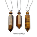 Natural Stone Essential Oil Necklace Perfume Bottle Faceted Points & Silver Chain