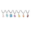 Crystal Gemstone Rough Chunk Point Pendant 18'' Cord Necklace Rose Quartz, Aquamarine, Amethyst, Lemon Quartz, Citrine, Auralite 23