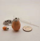 Orange Aventurine Hexahedron Shape Perfume Bottle Necklace & Silver Chain17x34mm