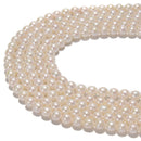 Grade AA White Fresh Water Pearl Off Round Beads Size 7-8mm 15.5'' Strand