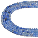 Natural Gradient Blue Aventurine Faceted Round Beads Size 4mm 15.5'' Strand