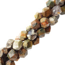 rainforest jasper rhyolite faceted star cut beads