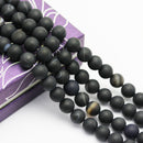 black Striped agate matte round beads