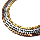 Gray/Gold/Silver/Copper Hematite Smooth Flat Coin Beads 4mm 15.5" Strand