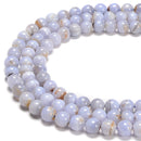 Multi Color Blue Lace Agate Smooth Round Beads Size 4-4.5mm - 8mm 15.5'' Strand