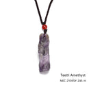 Crystal Gemstone Rough Chunk Point Pendant 24'' Adjustable Necklace Aquamarine, Amethyst, Rose Quartz, Lemon Quartz, Citrine, Lemon Jade