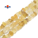 Lemon Quartz Rough Nugget Chunks Center Drill Beads Approx 8x15mm 15.5" Strand