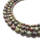 Green Dragon Blood Jasper Hard Cut Faceted Round Beads 6mm 8mm 10mm 15.5'' Strand