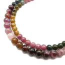High Quality Watermelon Tourmaline Smooth Round Beads Size 7mm 8mm 15.5" Strand