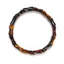 Multi Tiger's Eye Double Drill Bamboo Shape Bracelet Size 12x15mm Length 7.5"