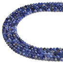 Natural Light Sodalite Faceted Round Beads Size 3mm 15.5'' Strand