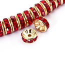 light siam red rhinestone rondelle spacers