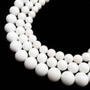 White Porcelain Smooth Round Beads Size 14mm 16mm 18mm 20mm 15.5" Strand